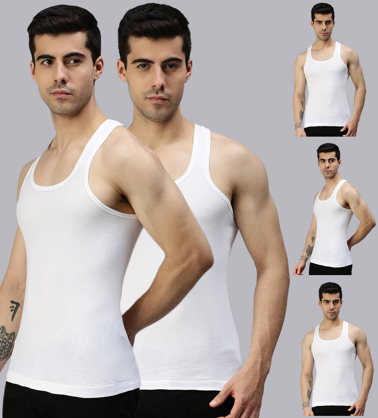 Pack of 5 Lux Cozi - White Cotton Blend Men's Vest - Nightwear & Loungewear | Buy online on ZillyBuy