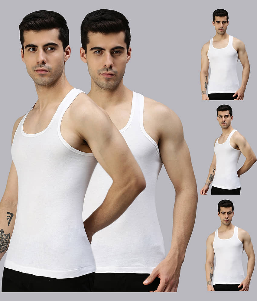 Pack of 5 Lux Cozi - White Cotton Blend Men's Vest - Nightwear & Loungewear | Buy online on ZillyBuy