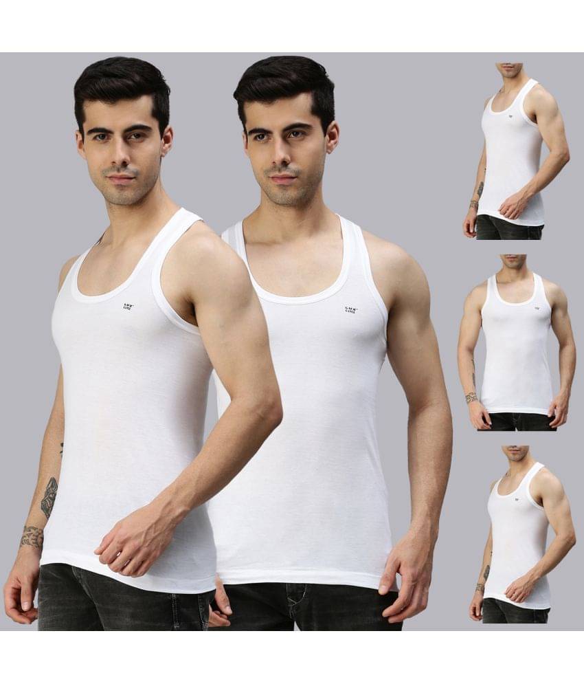 Pack of 5 Lux Cozi - White Cotton Blend Men's Vest Pack of 5 Lux Cozi - White Cotton Blend Men's Vest