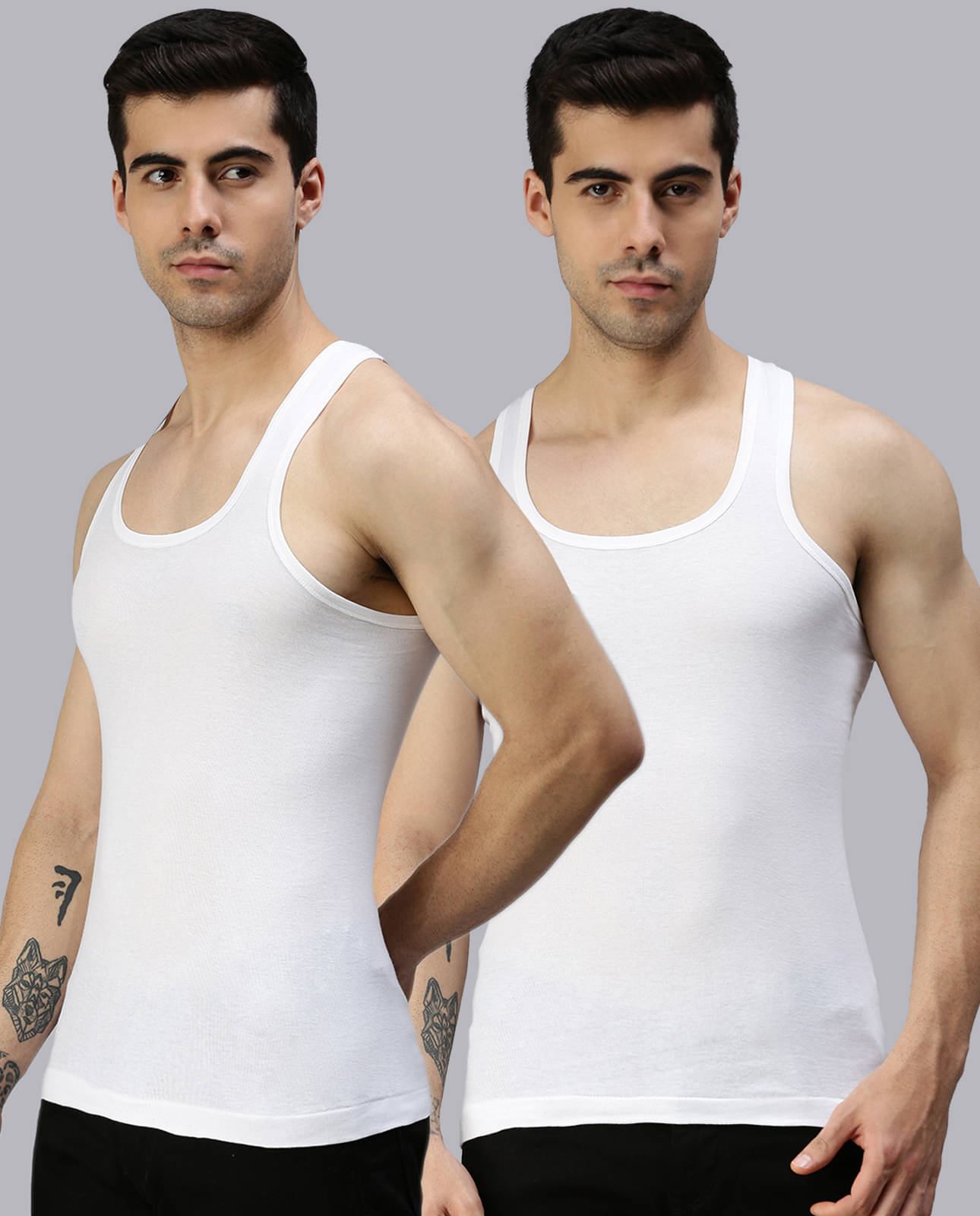     			Pack of 3 Lux Cozi - White Cotton Blend Men's Vest