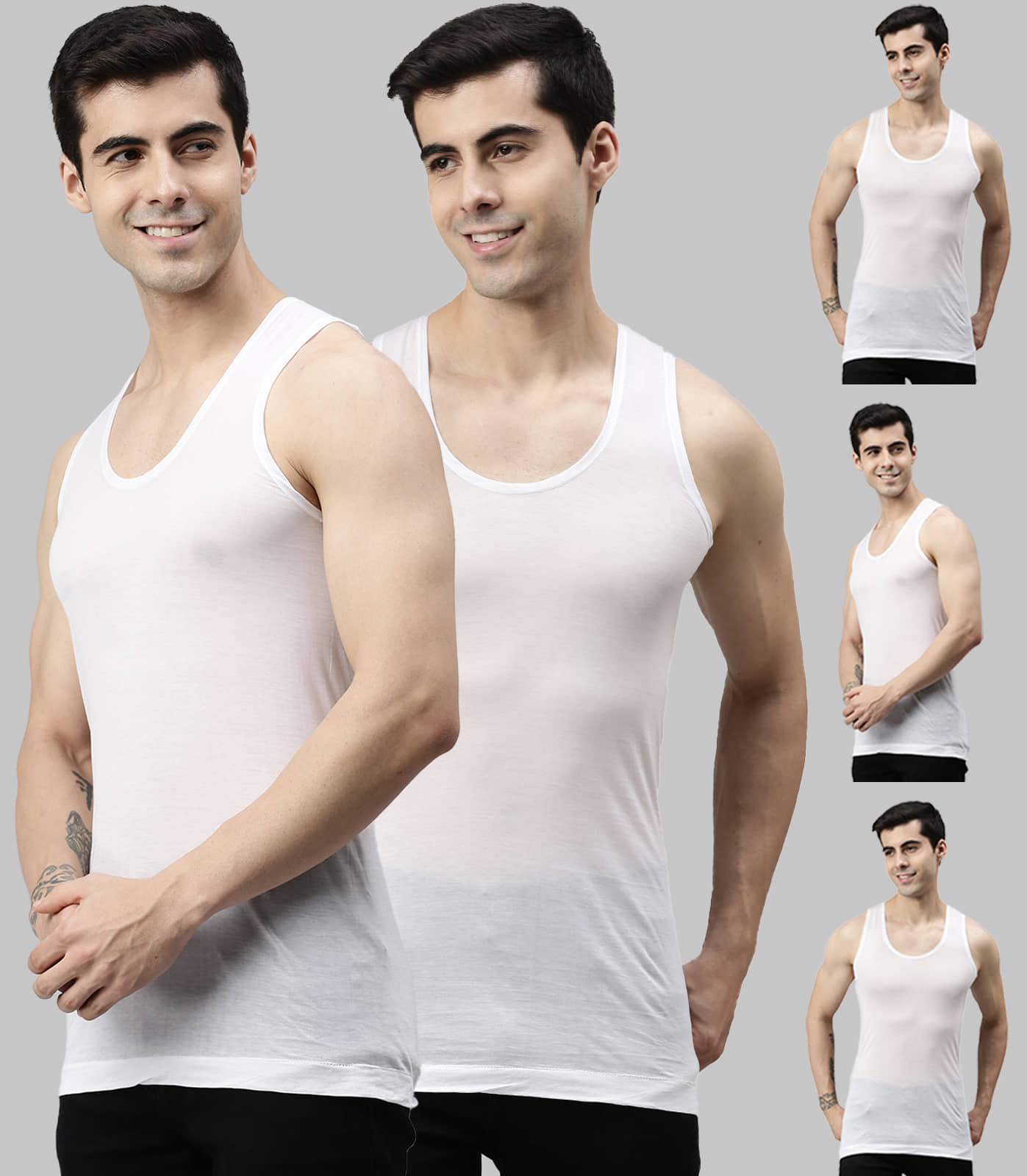 Pack of 5 Lux Cozi - White Cotton Blend Men's Vest - Nightwear & Loungewear | Buy online on ZillyBuy