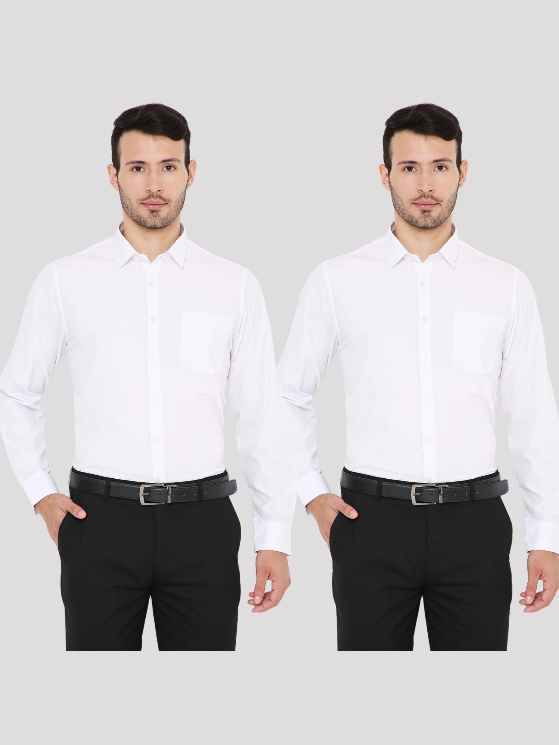 Maharaja - White Polyester Slim Fit Men's Casual Shirt ( Pack of 2 )     			Maharaja - White Polyester Slim Fit Men's Casual Shirt ( Pack of 2 )