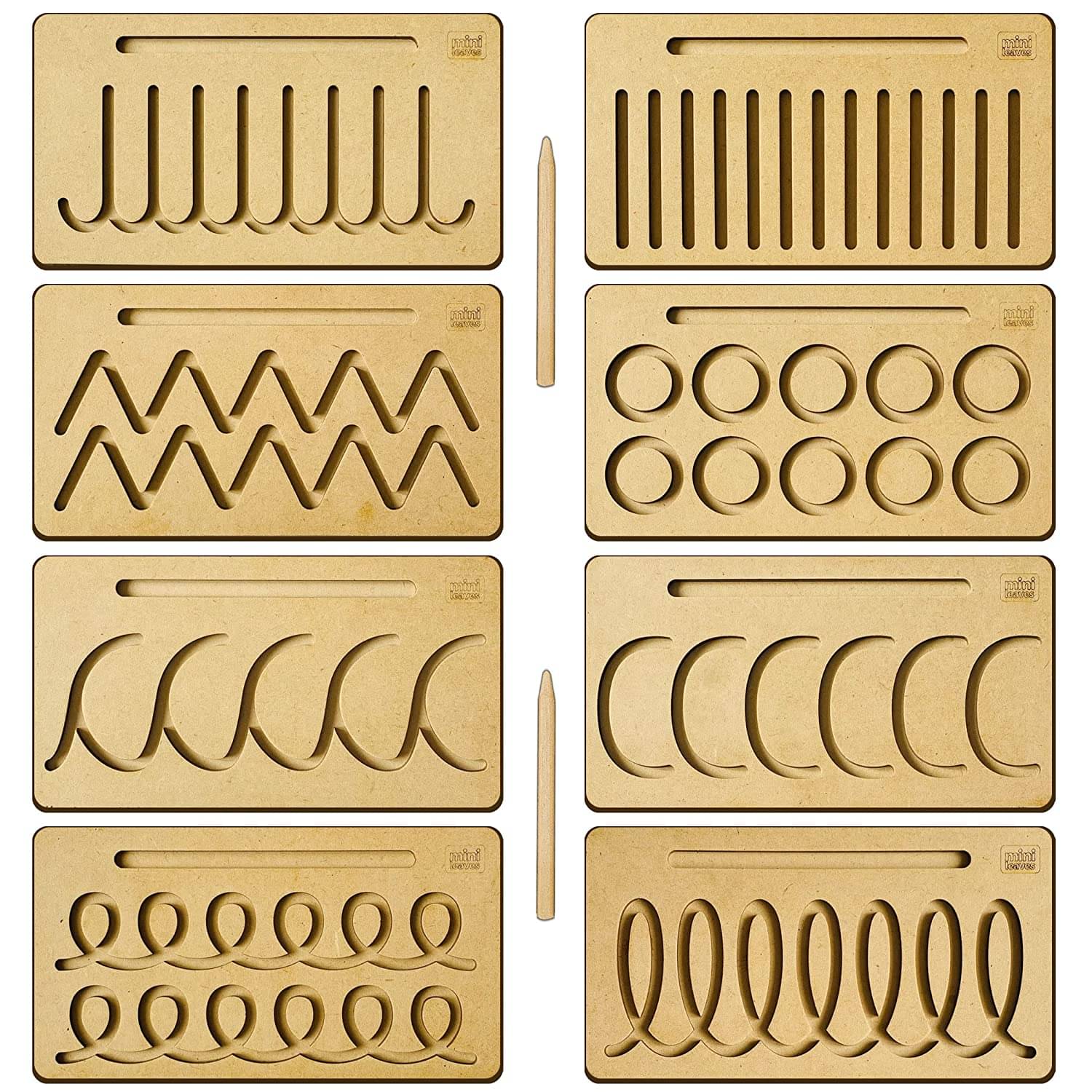     			Mini Leaves Writing Patterns Practice Writing Boards for Kids (Double Sided)- Wooden Educational Toys for Kids 3 Years Or 2-4 Years Old, Patterns Tracing Boards