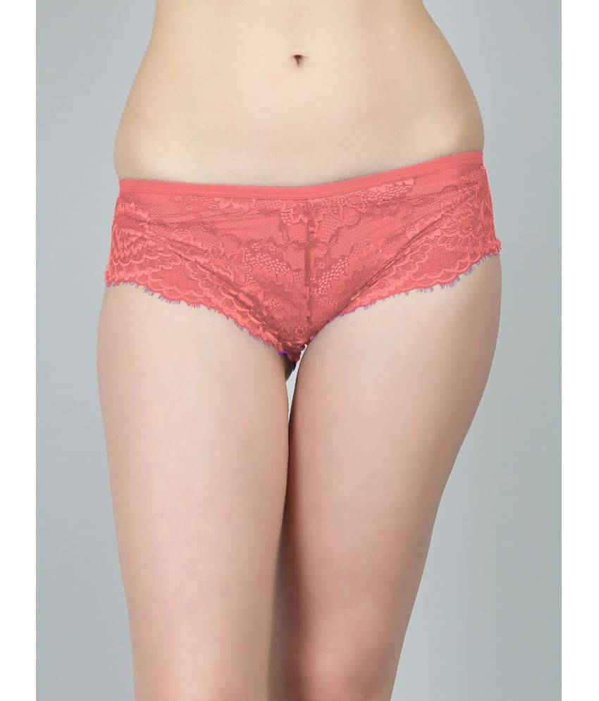 N-Gal Nylon Self Design Women's Cheekies ( Coral ) NTPN03     			N-Gal Nylon Self Design Women's Cheekies ( Coral ) NTPN03