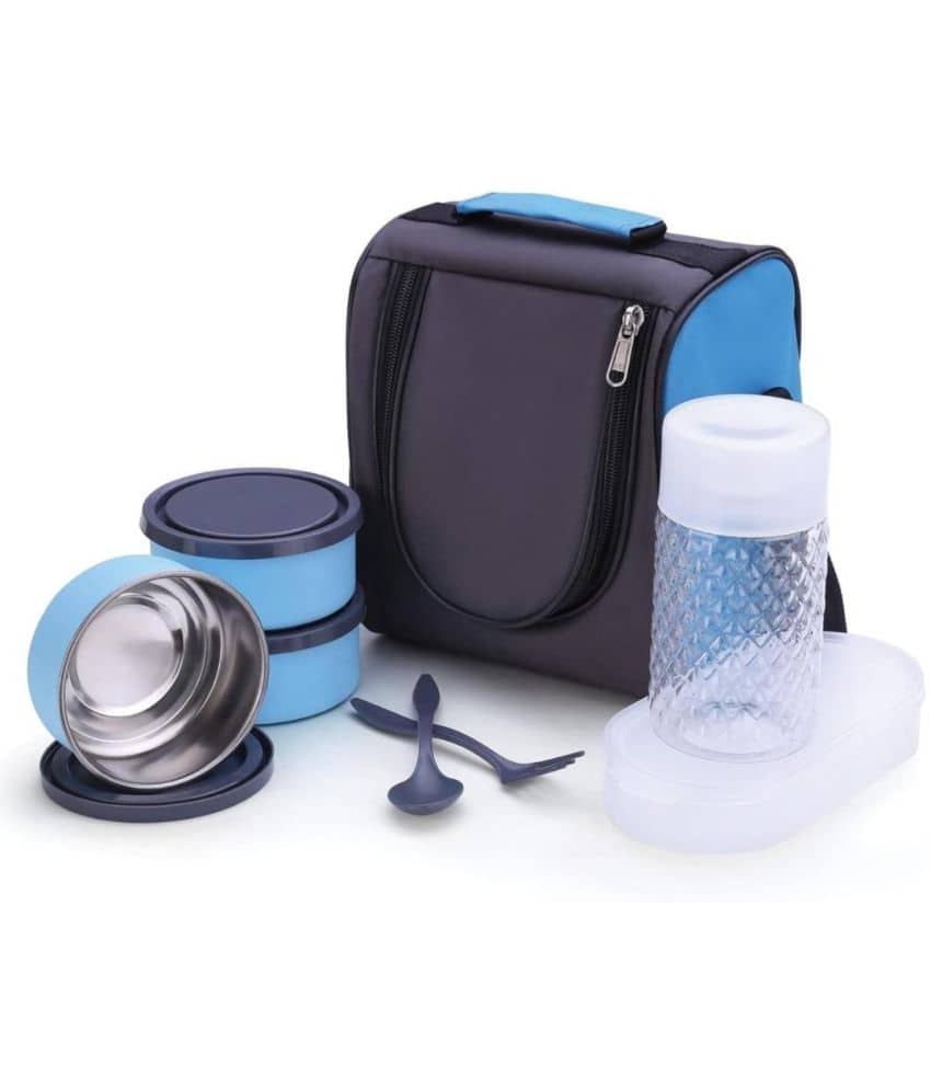 NCMART - Multicolor Stainless Steel Lunch Box ( Pack of 1 )