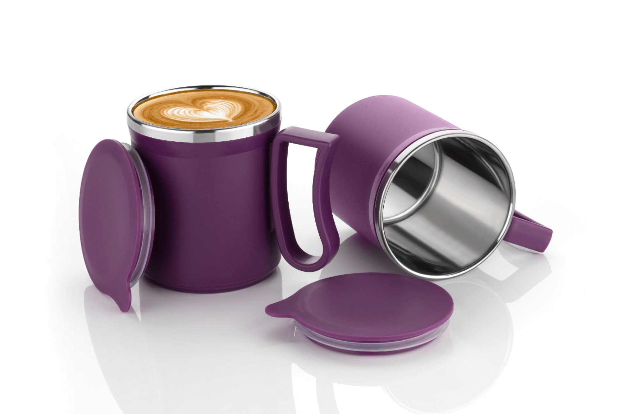 OFFYX - Purple Steel Coffee Mug ( Pack of 2 )