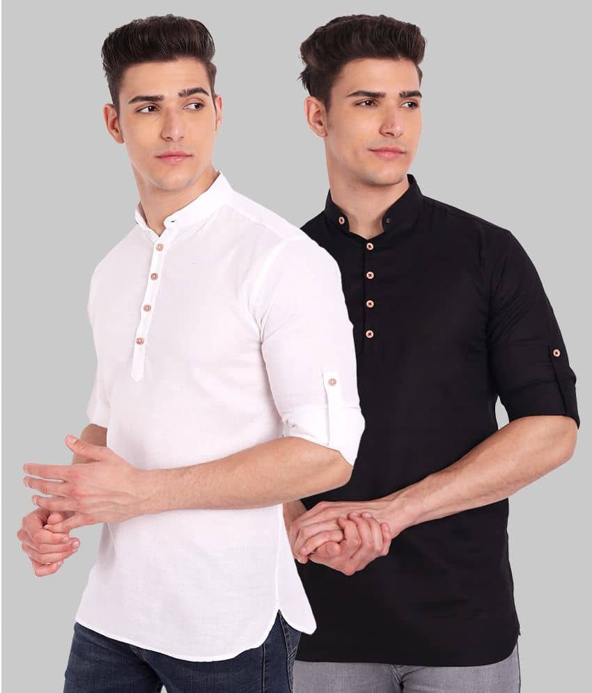 Vida Loca - Black Cotton Men's Regular Kurta ( Pack of 2 ) - Kurtas & Kurta Sets | Buy online on ZillyBuy
