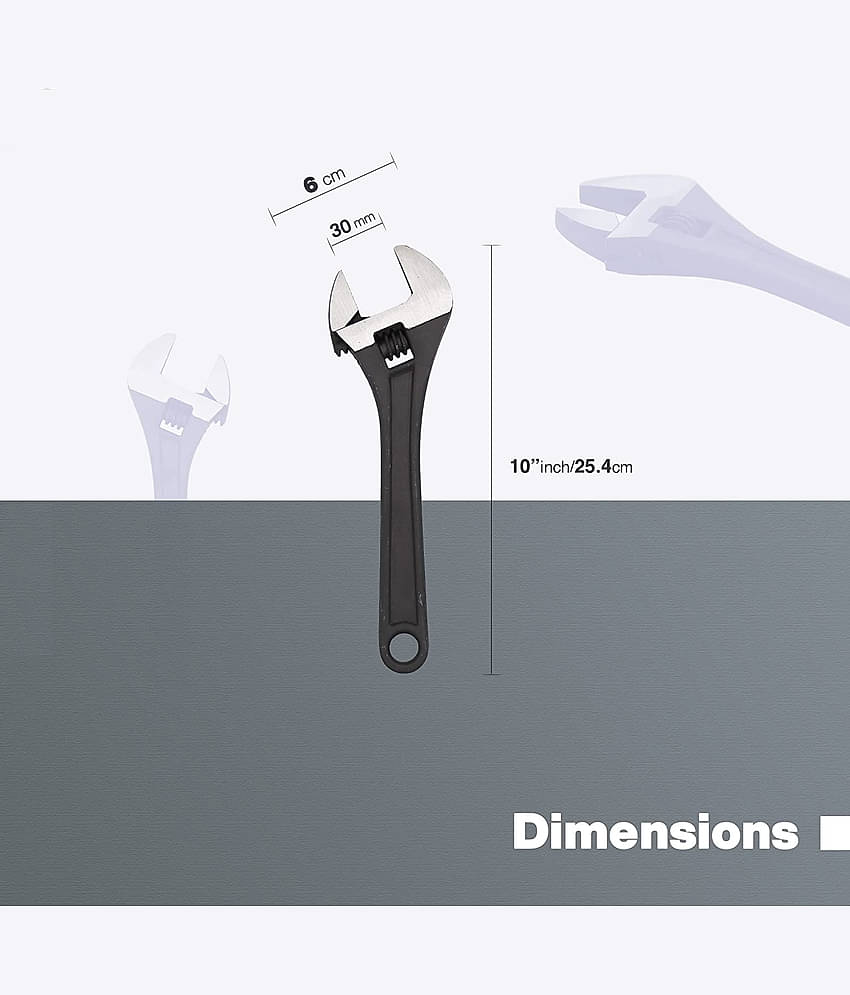 Aldeco Universal Multi-Function Professional 10 inch with 0-30mm Jaw Opening Capacity Adjustable Wrench Spanner Hand Tool Single Sided Open End Wrench (Pack of 1)