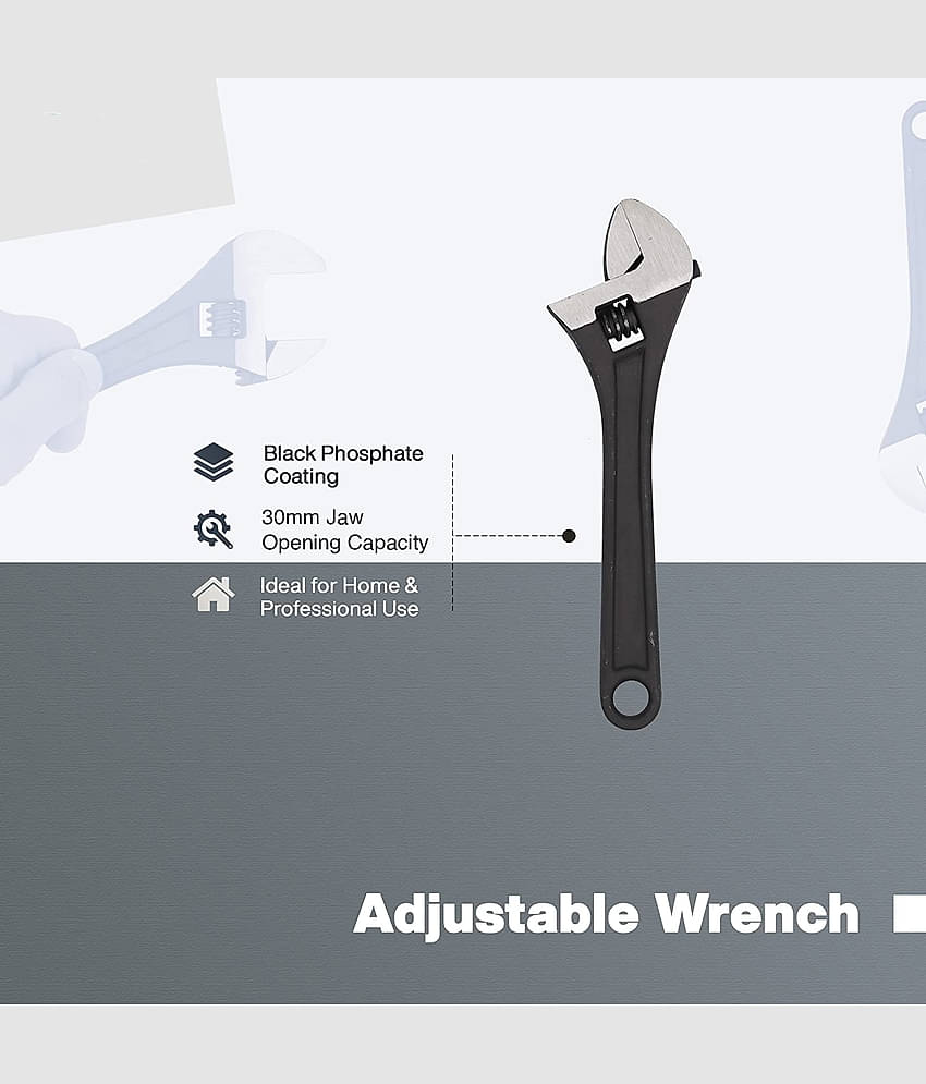Aldeco Universal Multi-Function Professional 10 inch with 0-30mm Jaw Opening Capacity Adjustable Wrench Spanner Hand Tool Single Sided Open End Wrench (Pack of 1)
