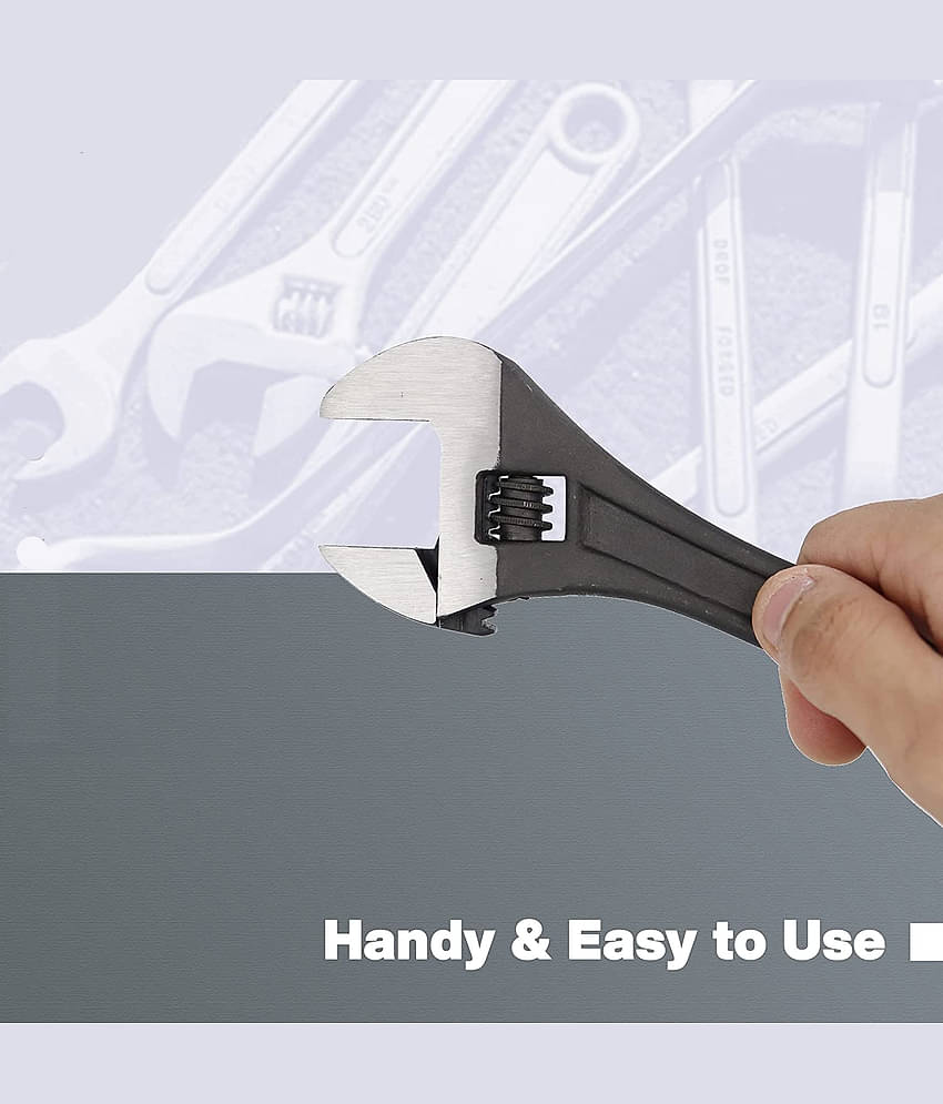 Aldeco Universal Multi-Function Professional 10 inch with 0-30mm Jaw Opening Capacity Adjustable Wrench Spanner Hand Tool Single Sided Open End Wrench (Pack of 1)