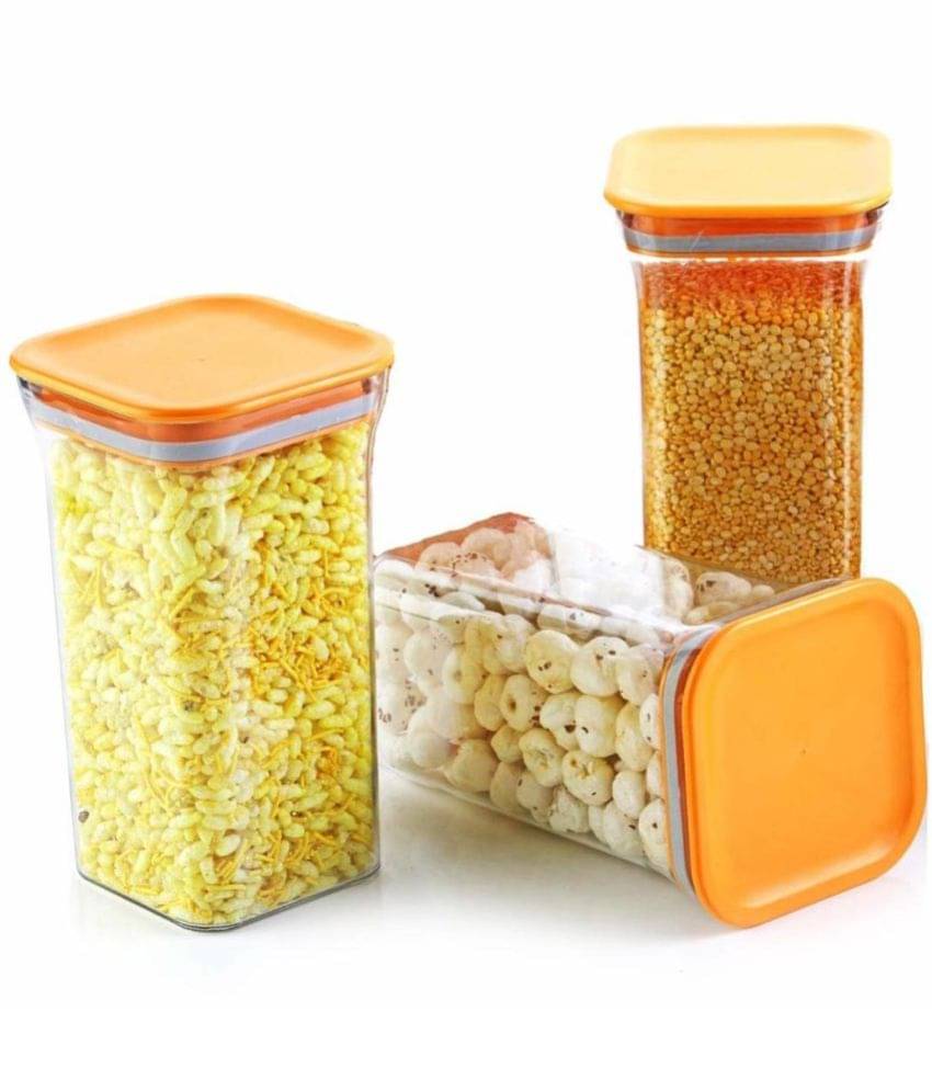 Analog Kitchenware Grocey/Dal/Pulse Polyproplene Orange Dal Container ( Set of 3 ) Analog Kitchenware Grocey/Dal/Pulse Polyproplene Orange Dal Container ( Set of 3 )