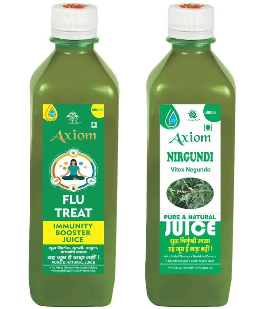 Axiom Flu Treat Juice 500Ml + Nirgundi Juice 500Ml , Ayurvedic Juice Combo Pack Axiom Flu Treat Juice 500Ml + Nirgundi Juice 500Ml , Ayurvedic Juice Combo Pack
