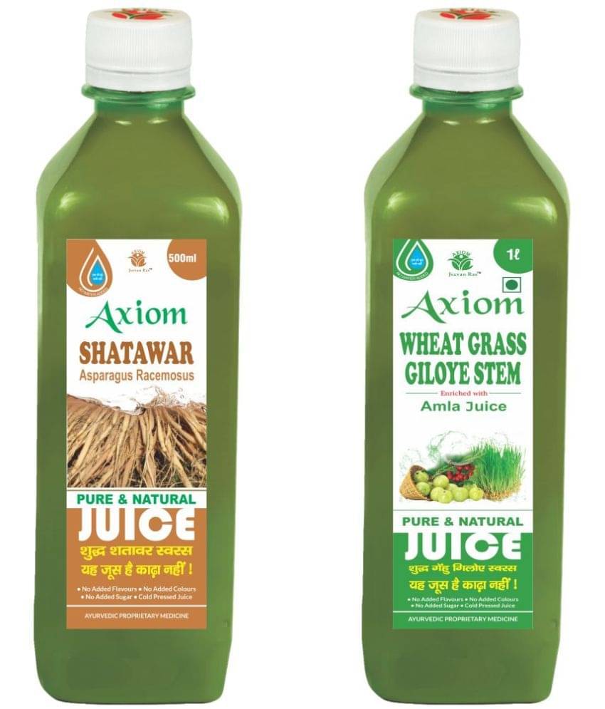 Axiom Shatawar Juice 500Ml + Wheatgrassgiloye Stem Juice 500Ml , Ayurvedic Juice Combo Pack Axiom Shatawar Juice 500Ml + Wheatgrassgiloye Stem Juice 500Ml , Ayurvedic Juice Combo Pack