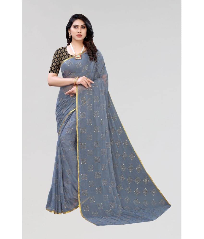 FABMORA Chiffon Printed Saree With Unstitched Blouse Piece ( Grey ) FABMORA Chiffon Printed Saree With Unstitched Blouse Piece ( Grey )