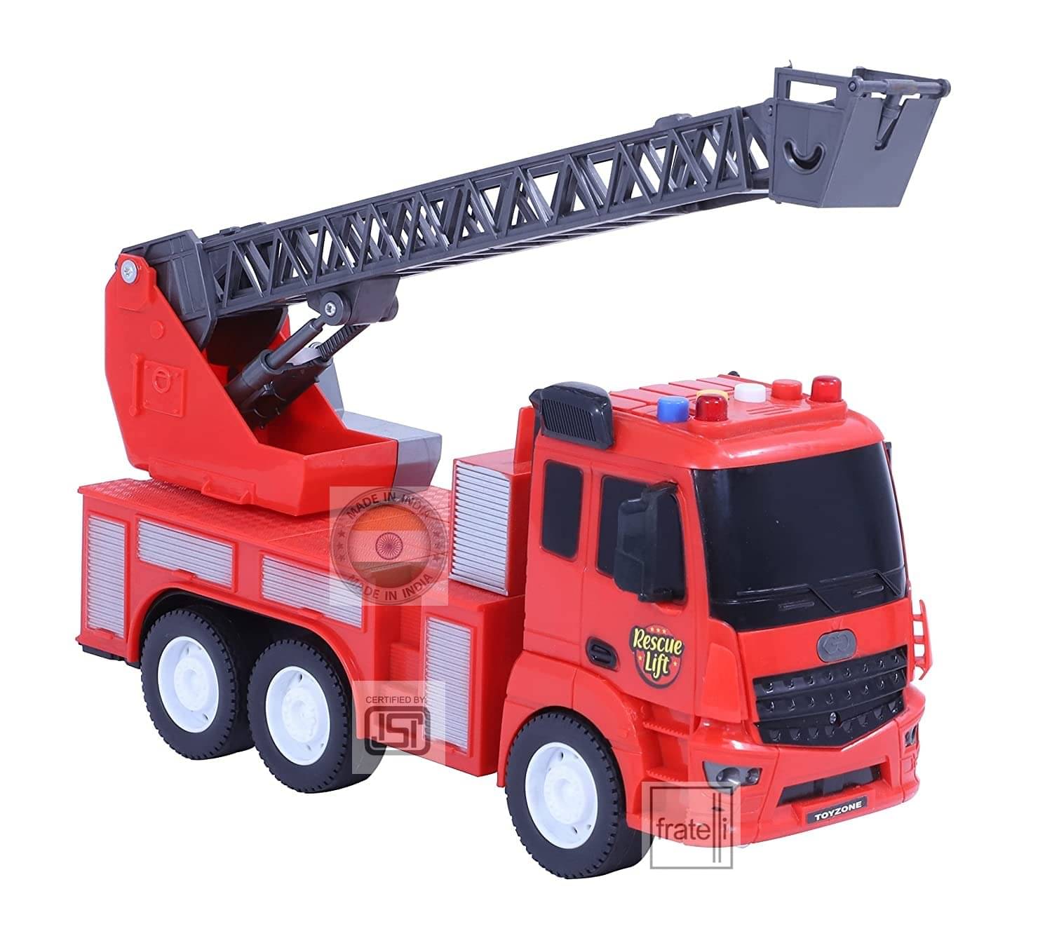     			FRATELLI Plastic Pull and Go Friction Powered Car, Red FIRE Engine Big Truck