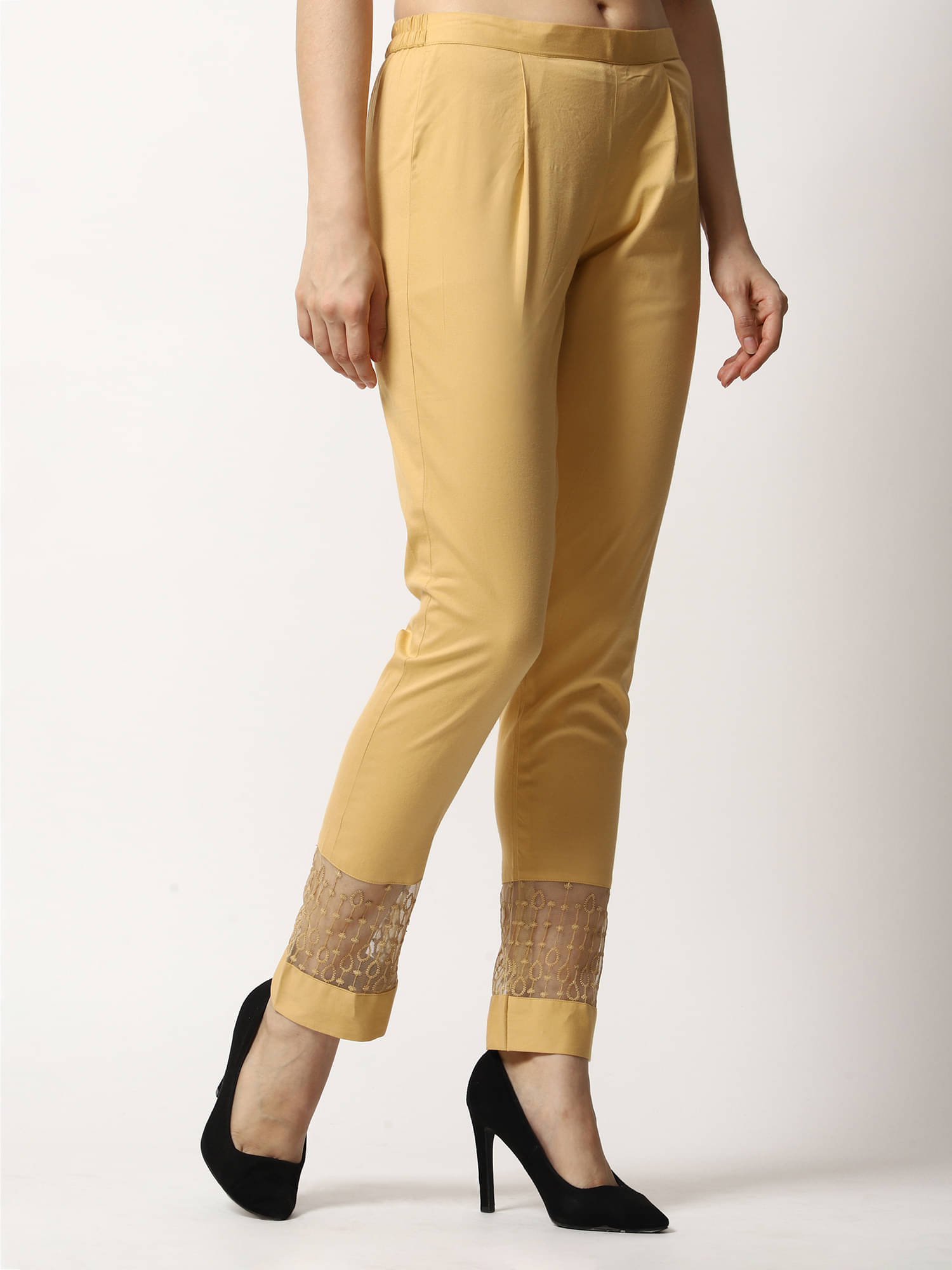     			GLOYE - Beige Cotton Women's Pencil Pants ( Pack of 1 )