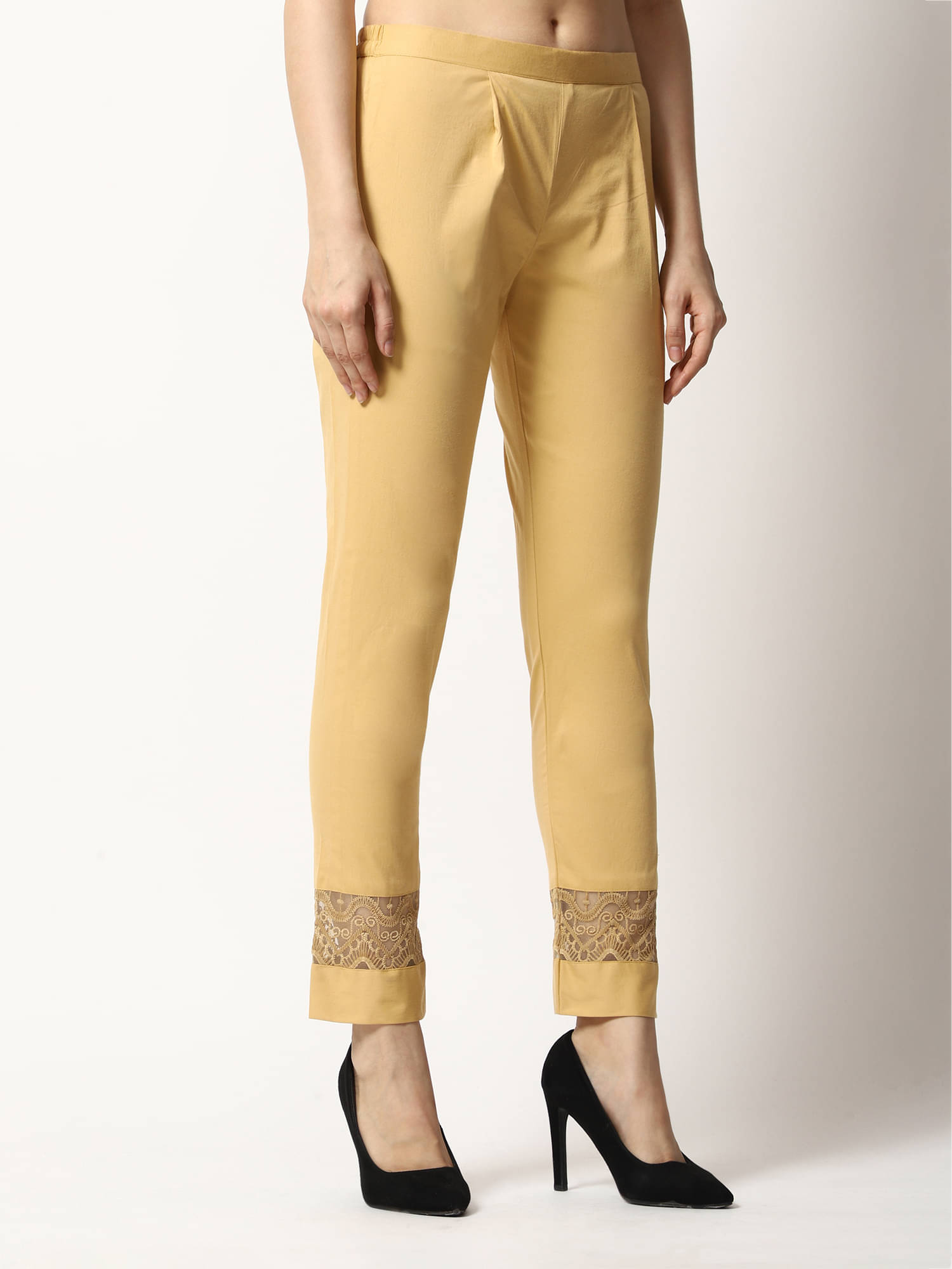     			GLOYE - Beige Lycra Women's Pencil Pants ( Pack of 1 )