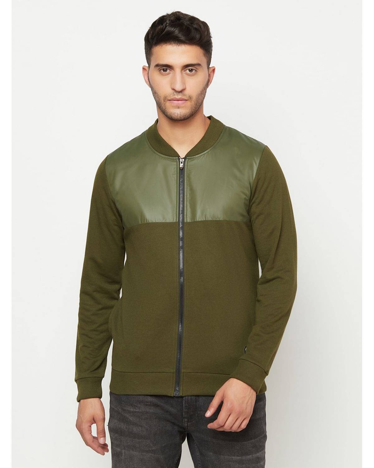     			Glito - Olive Fleece Relaxed Fit Men's Sweatshirt ( Pack of 1 )