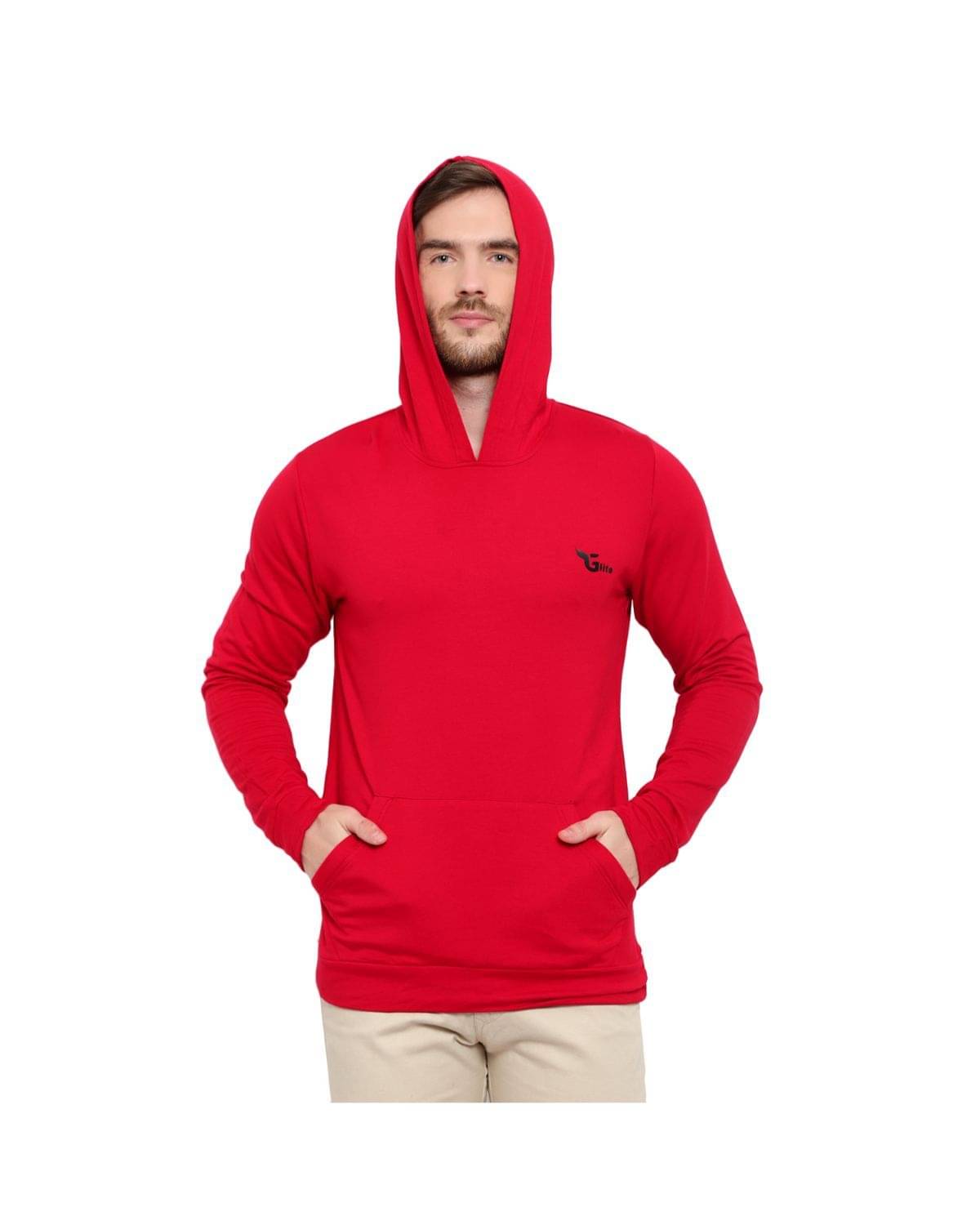 Glito - Red Fleece Relaxed Fit Men's Sweatshirt ( Pack of 1 ) Glito - Red Fleece Relaxed Fit Men's Sweatshirt ( Pack of 1 )
