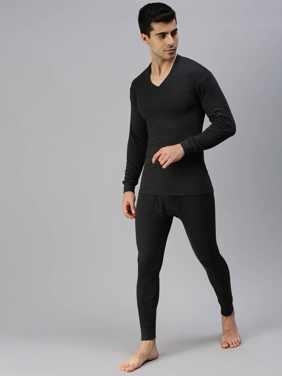 LUX PARKER Pack of 1 Cotton Blend Thermal Sets For Men's ( Black )