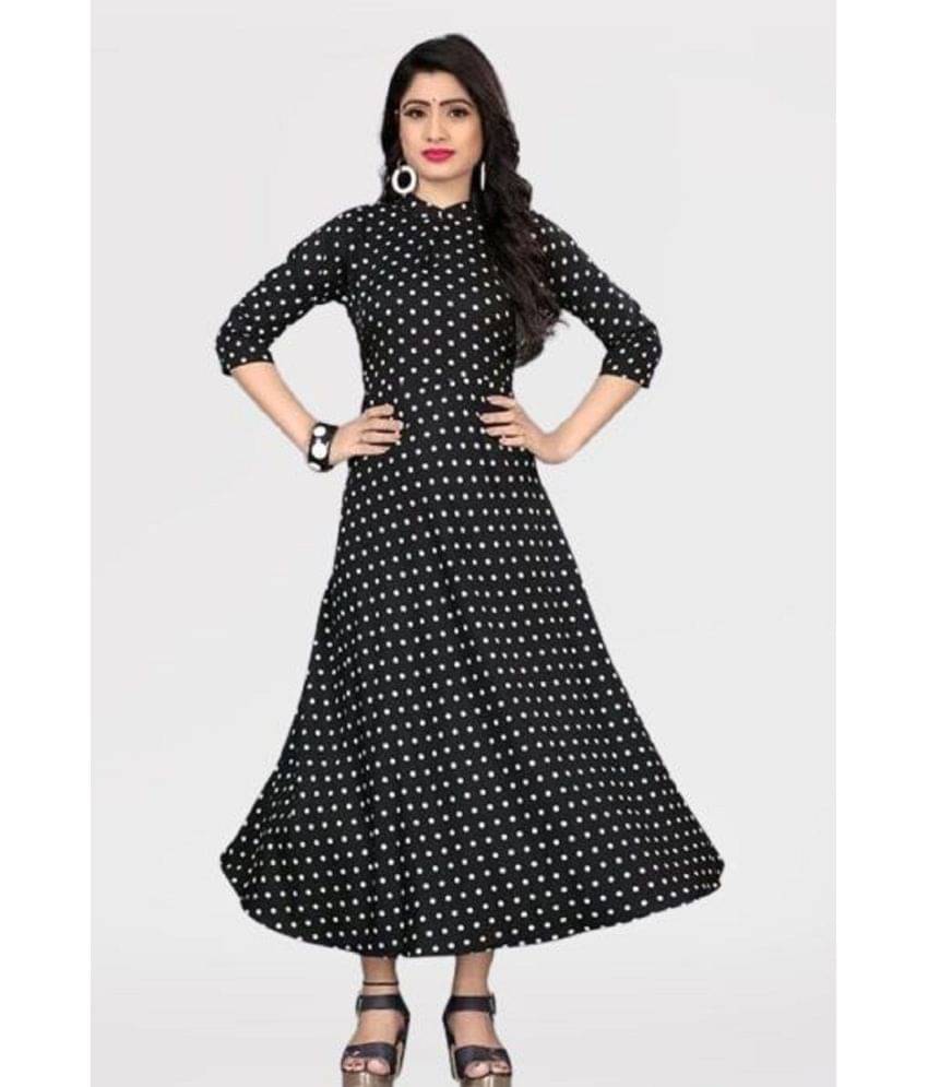     			NOWT Women Crepe Printed Fit & Flare Dress ( Black )