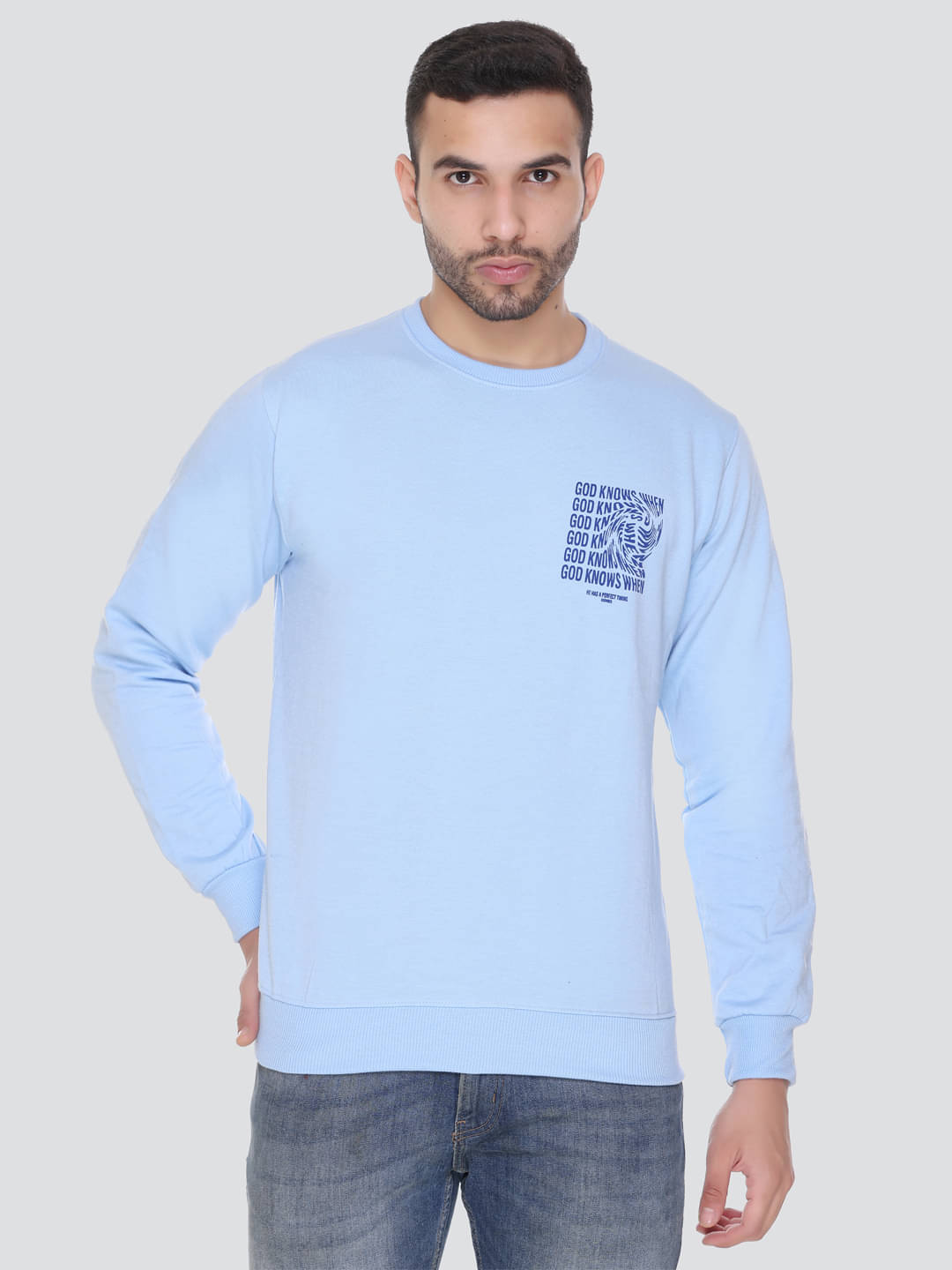 OBAAN - Blue Fleece Regular Fit Men's Sweatshirt ( Pack of 1 ) OBAAN - Blue Fleece Regular Fit Men's Sweatshirt ( Pack of 1 )