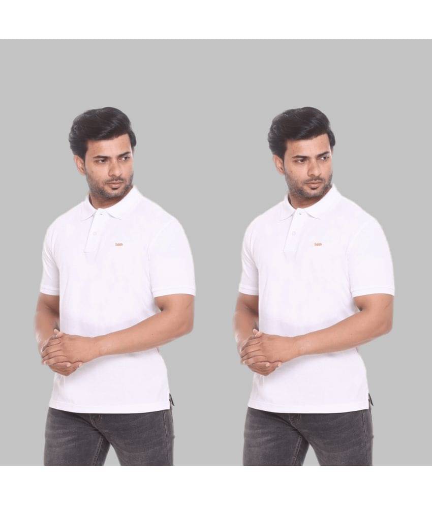     			Solidte Pack of 2 Cotton Regular Fit Solid Half Sleeves Men's Polo T Shirt ( White )