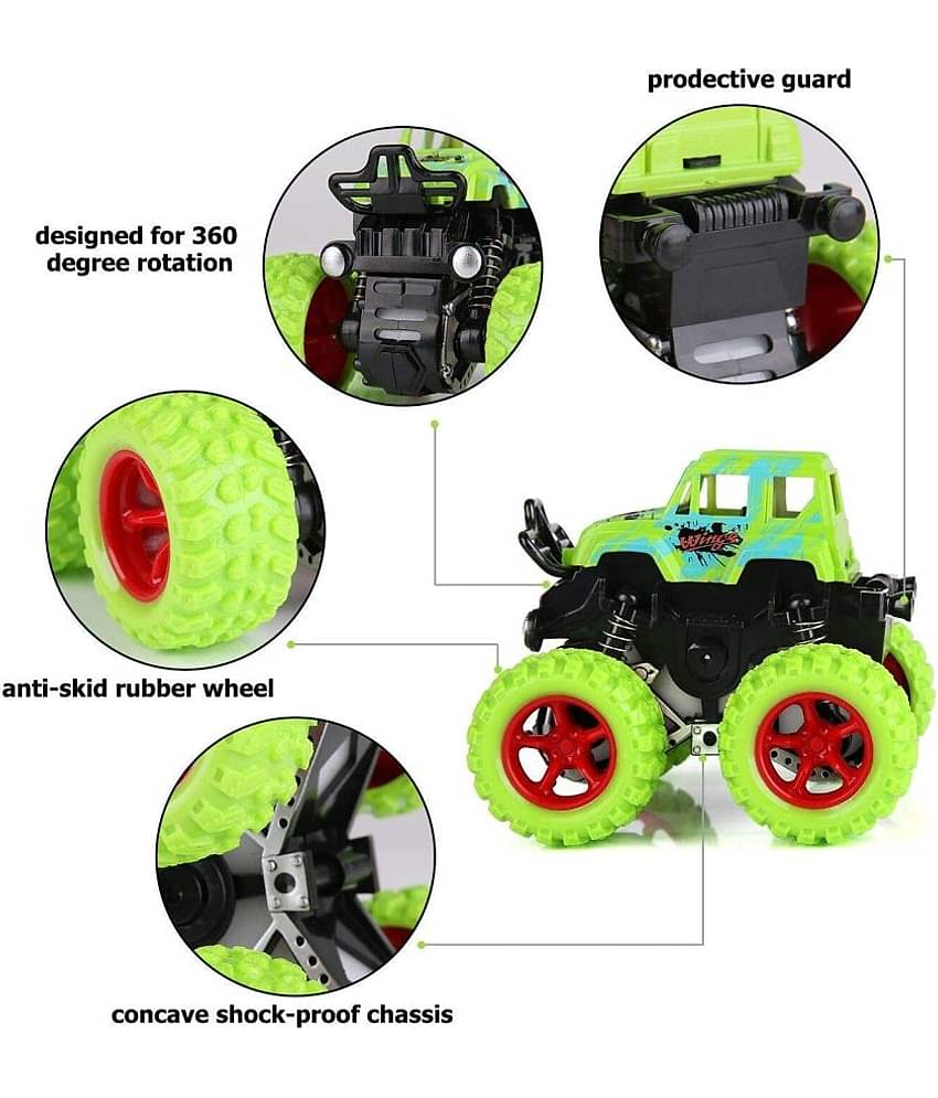 Tzoo Gear Suspension Pull Back Rock Crawler Car for Kids Age 2+ | 4 Wheel Drive, Rubber Spring Mini Car- Multi Color (Pack 1)