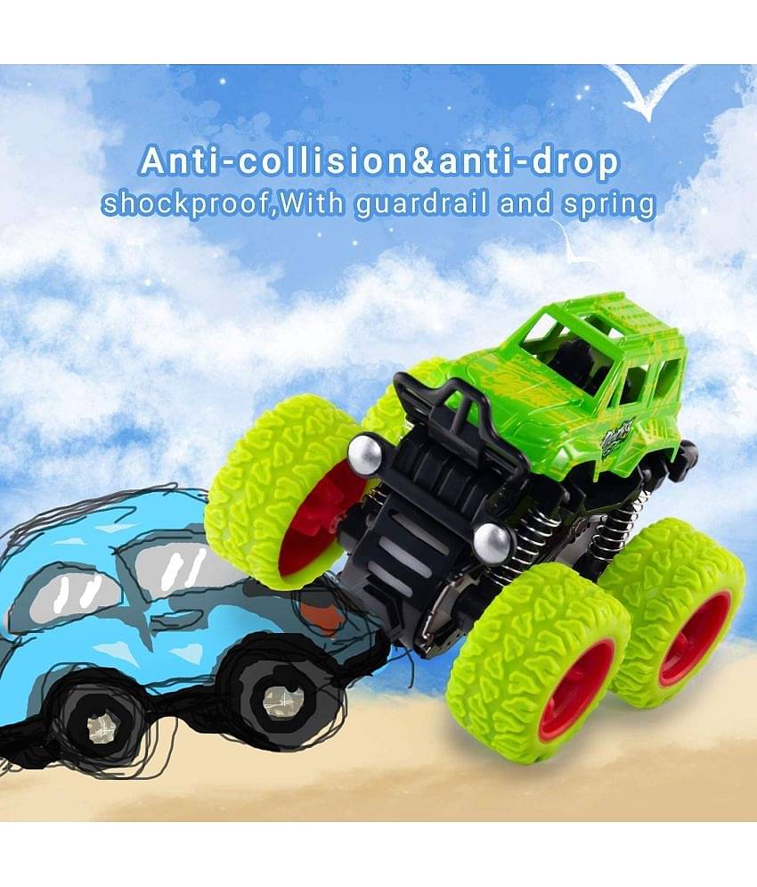 Tzoo Gear Suspension Pull Back Rock Crawler Car for Kids Age 2+ | 4 Wheel Drive, Rubber Spring Mini Car- Multi Color (Pack 1)