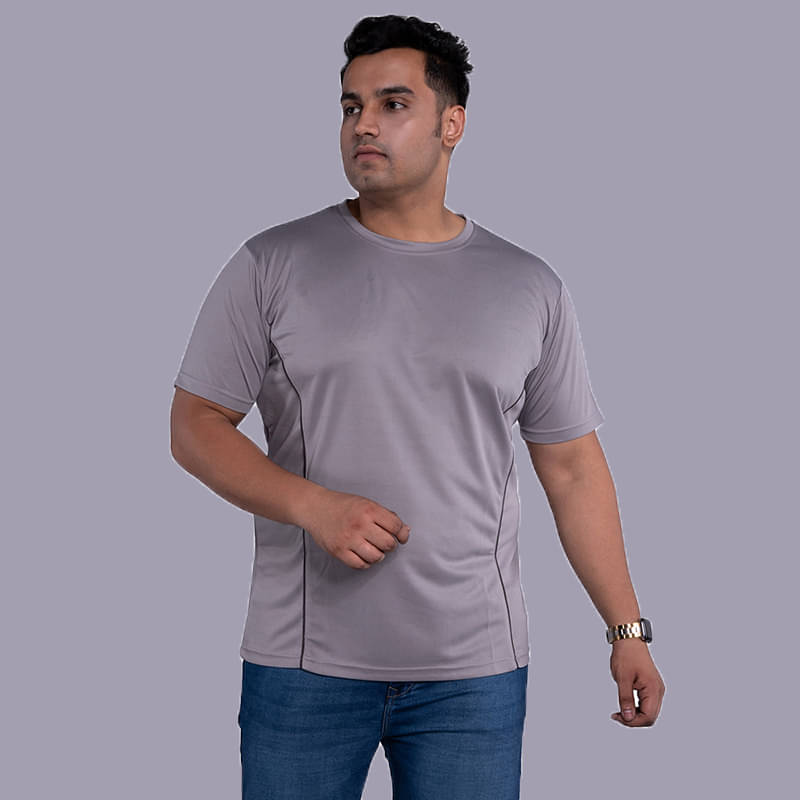     			Xmex Pack of 1 Polyester Regular Fit Men's T-Shirt ( Light Grey )