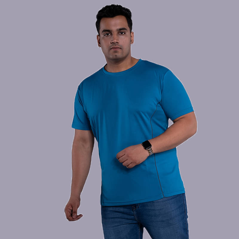     			Xmex Pack of 1 Polyester Regular Fit Men's T-Shirt ( Teal Blue )