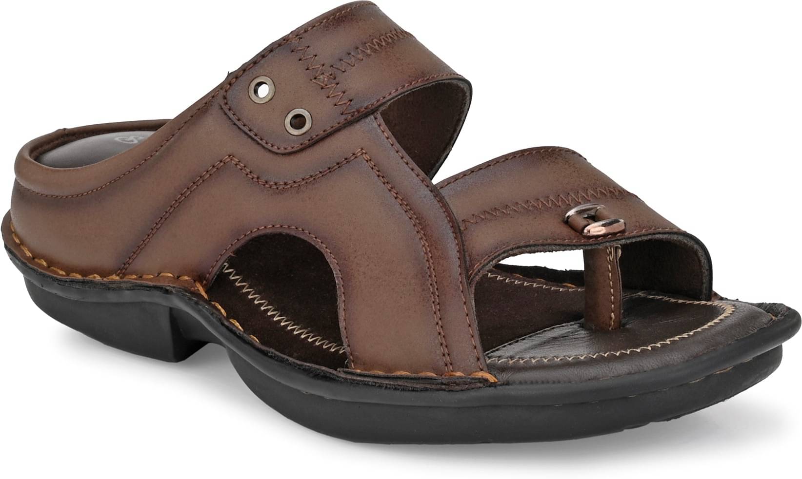     			softio - Brown Men's Leather Slipper