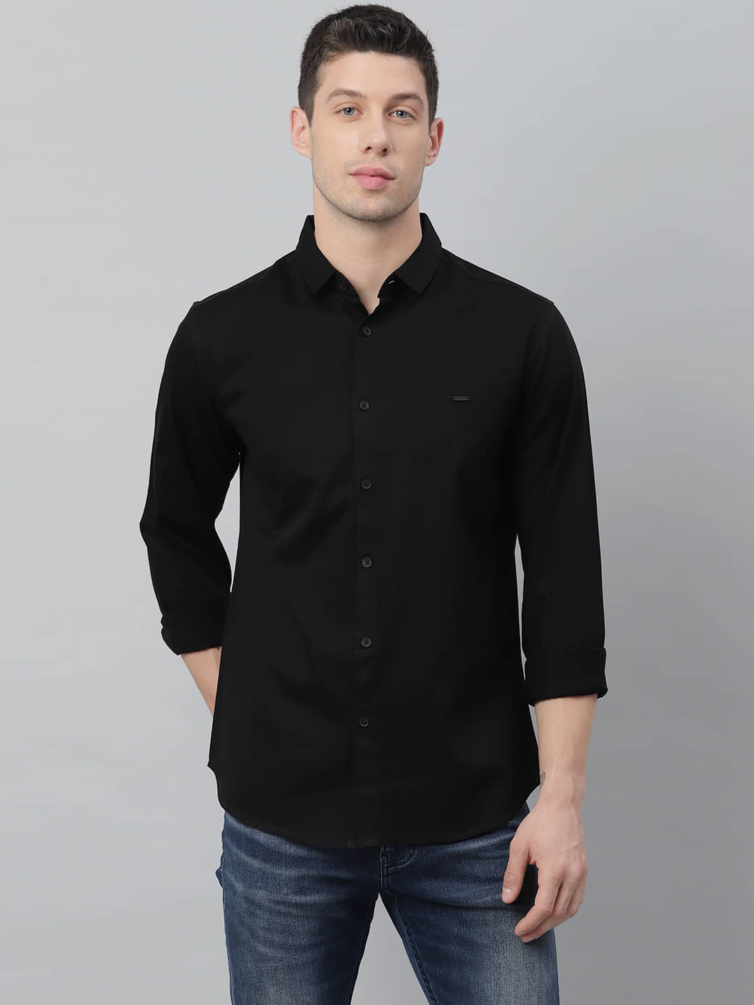 Dennis Lingo - Black 100% Cotton Slim Fit Men's Casual Shirt ( Pack of 1 )
