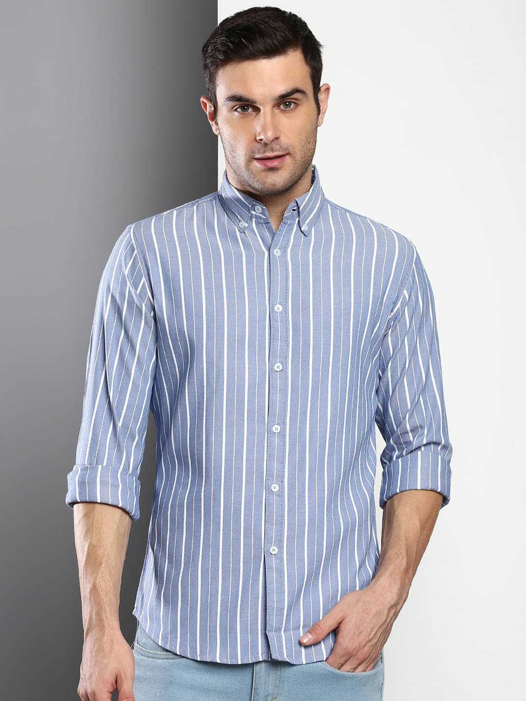     			Dennis Lingo - Blue 100% Cotton Slim Fit Men's Casual Shirt ( Pack of 1 )