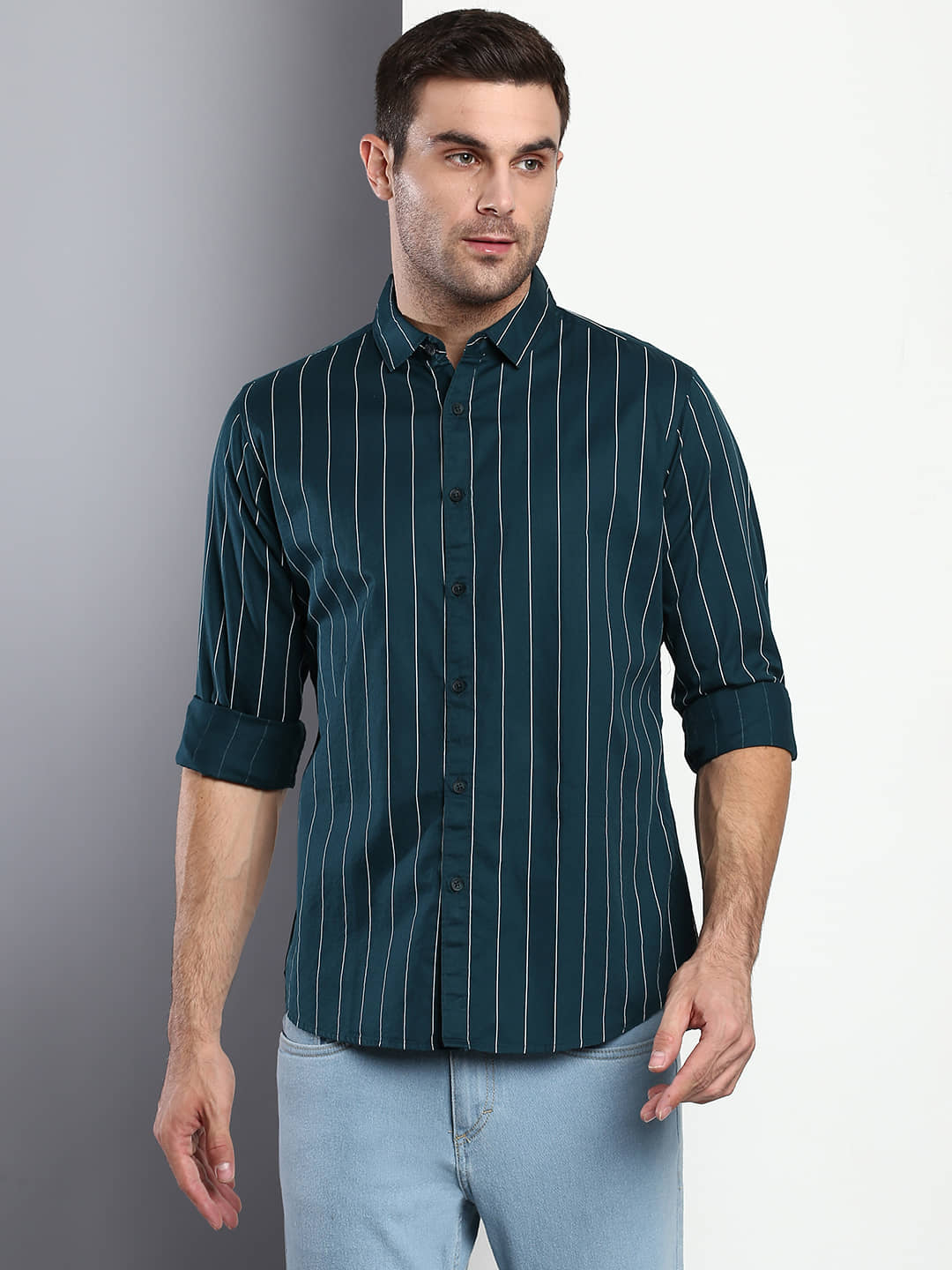 Dennis Lingo - Green 100% Cotton Slim Fit Men's Casual Shirt ( Pack of 1 )