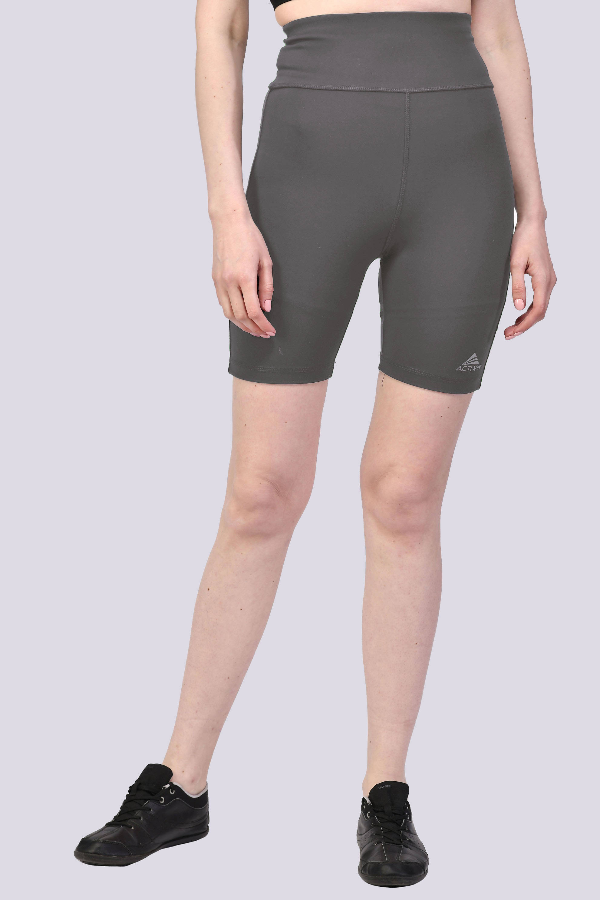     			ACTIWIN Grey Polyester Lycra Solid Shorts - Single