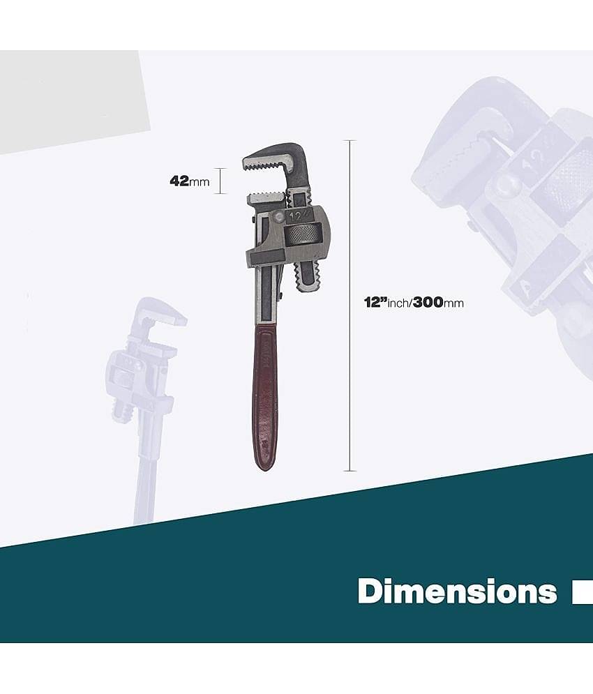 Aldeco Universal 12 inch with 0-42mm Jaw Opening Capacity Pipe Wrench Spanner Hand Tool Single Sided Pipe Wrench (Pack of 1)