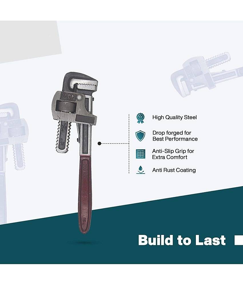 Aldeco Universal 12 inch with 0-42mm Jaw Opening Capacity Pipe Wrench Spanner Hand Tool Single Sided Pipe Wrench (Pack of 1)