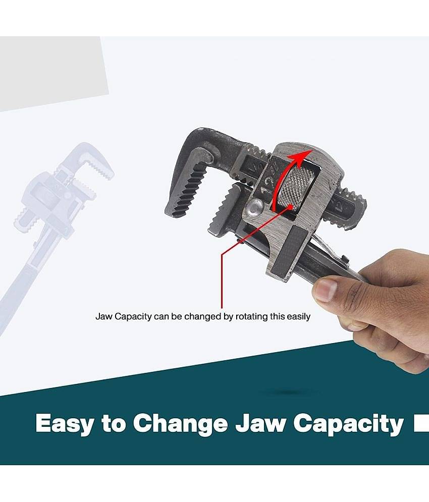 Aldeco Universal 12 inch with 0-42mm Jaw Opening Capacity Pipe Wrench Spanner Hand Tool Single Sided Pipe Wrench (Pack of 1)