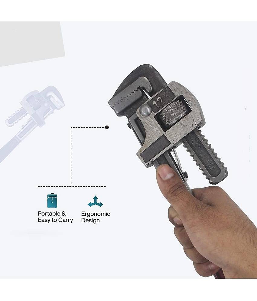 Aldeco Universal 12 inch with 0-42mm Jaw Opening Capacity Pipe Wrench Spanner Hand Tool Single Sided Pipe Wrench (Pack of 1)
