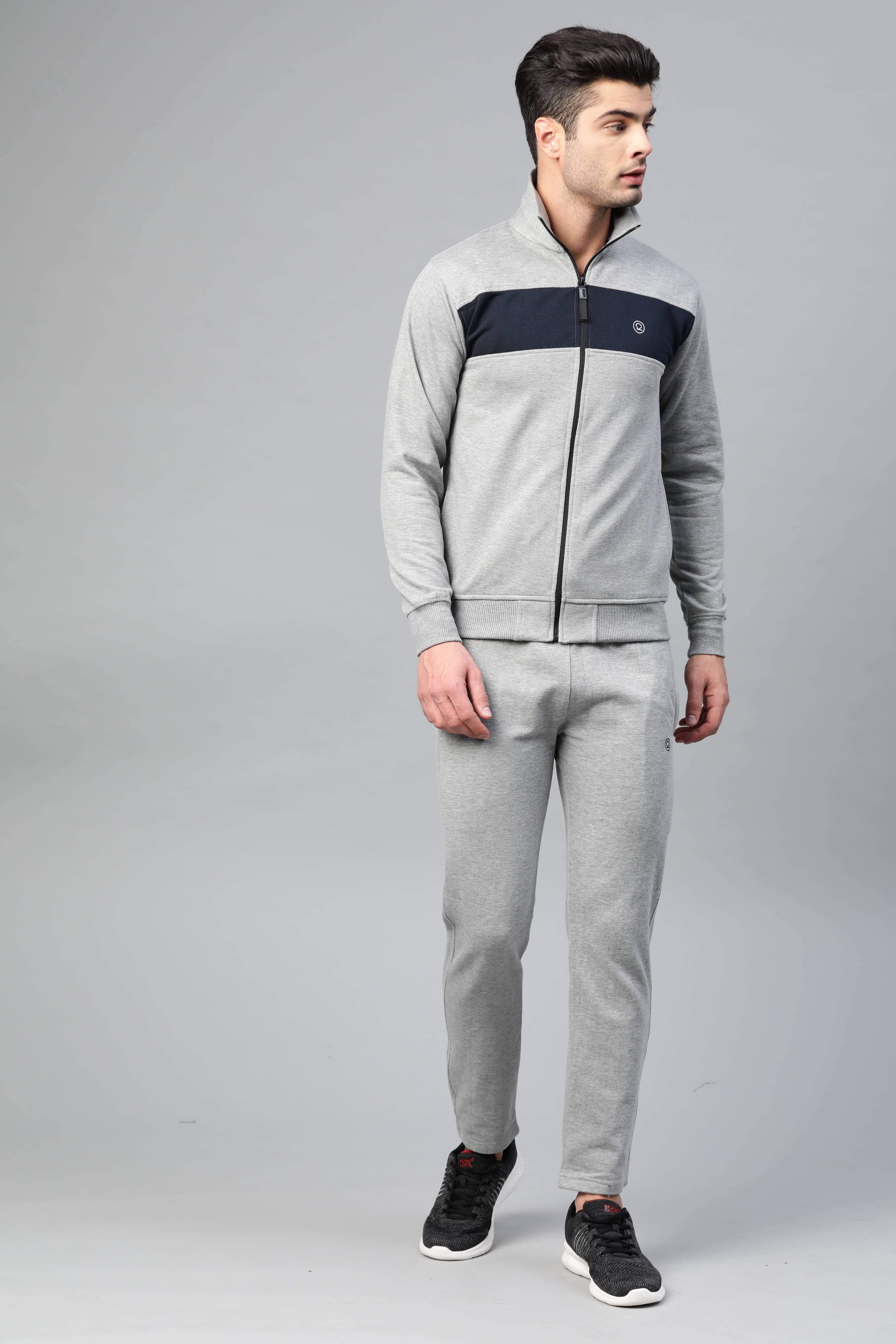 Chkokko - Light Grey Fleece Regular Fit Men's Tracksuit ( Pack of 1 ) Chkokko - Light Grey Fleece Regular Fit Men's Tracksuit ( Pack of 1 )