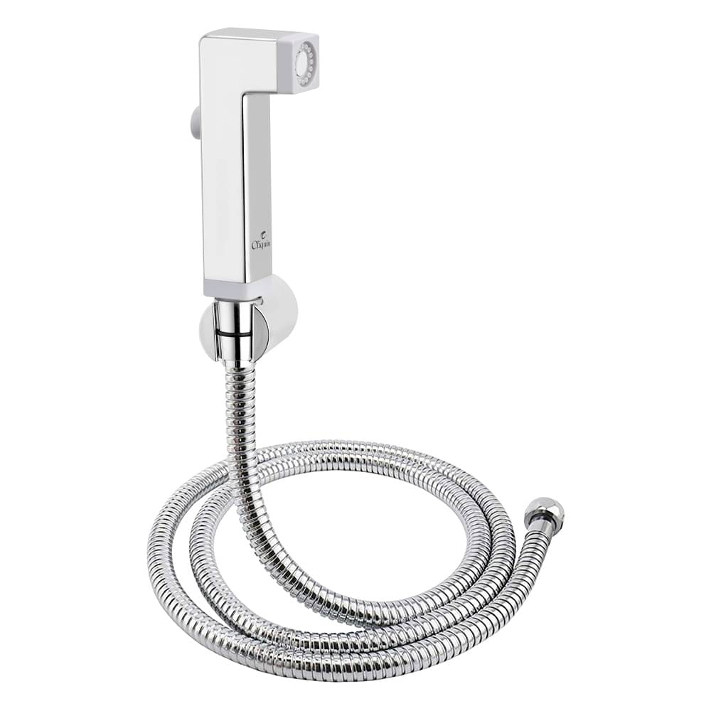    			Cliquin KSHF2204 ABS Health Faucet with SS-304 Grade 1 Meter Flexible Hose Pipe and Wall Hook Health Faucet(Wall Mount Installation Type), Silver, Chrome