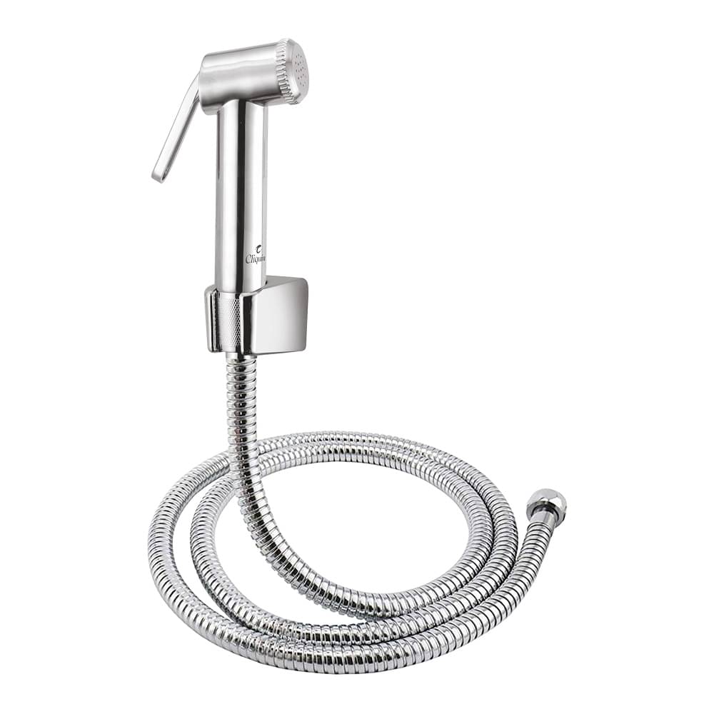     			Cliquin KSHF2205 ABS Health Faucet with SS-304 Grade 1 Meter Flexible Hose Pipe and Wall Hook Health Faucet(Wall Mount Installation Type), Silver, Chrome