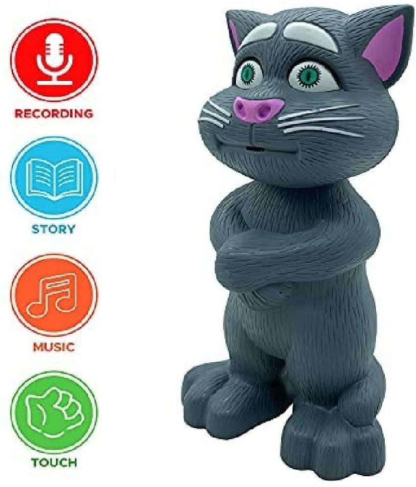 Intelligent Talking Tom Cat, Speaking Robot Cat Repeats What You Say, Touch Recording Rhymes and Songs, Musical Cat Toy for Kids (Grey) (Free subscription of kids Educational worksheets)
