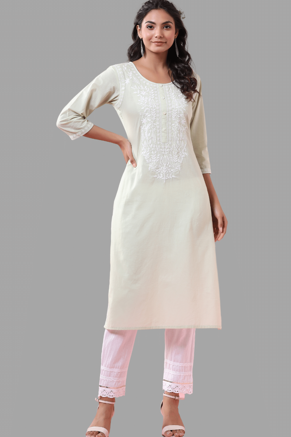 Juniper - Green Cotton Blend Women's Straight Kurti ( Pack of 1 ) Juniper - Green Cotton Blend Women's Straight Kurti ( Pack of 1 )