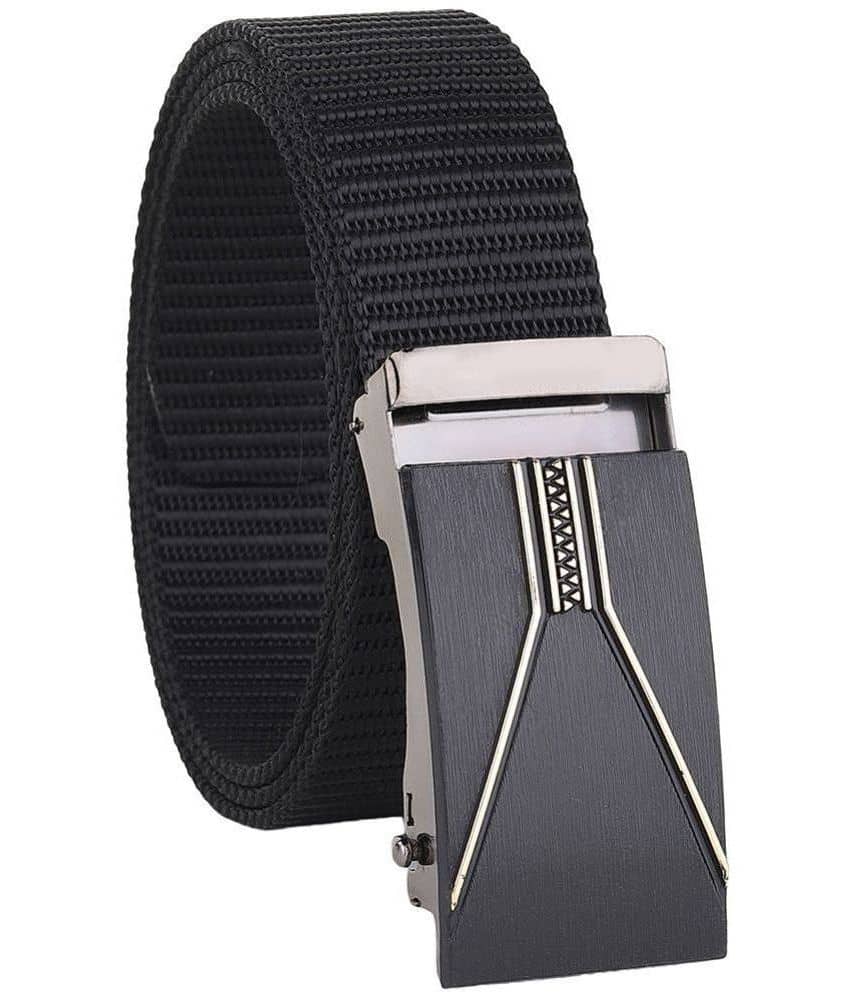 SILKSHOPPING - Black Nylon Men's Casual Belt ( Pack of 1 )