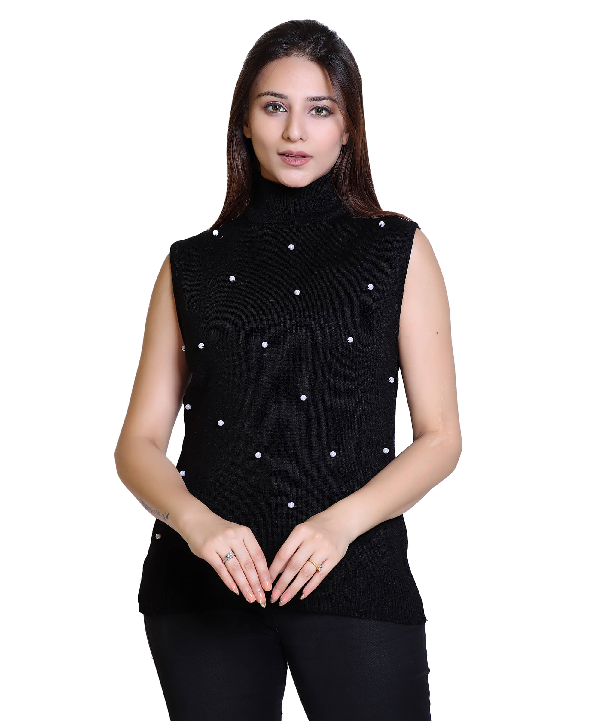 Varenyam Women Acrylic Round Neck Cardigan ( Black ) Varenyam Women Acrylic Round Neck Cardigan ( Black )