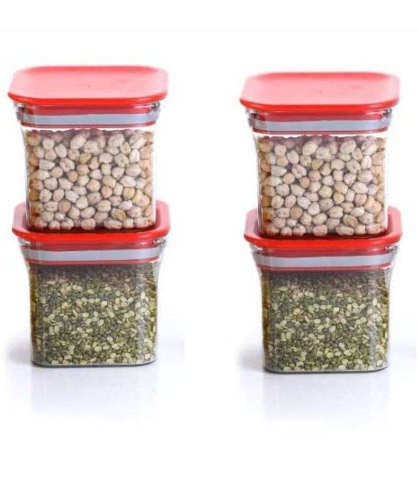 Analog kitchenware - Polyproplene Red Food Container ( Set of 4 - 550 ML ) Analog kitchenware - Polyproplene Red Food Container ( Set of 4 - 550 ML )