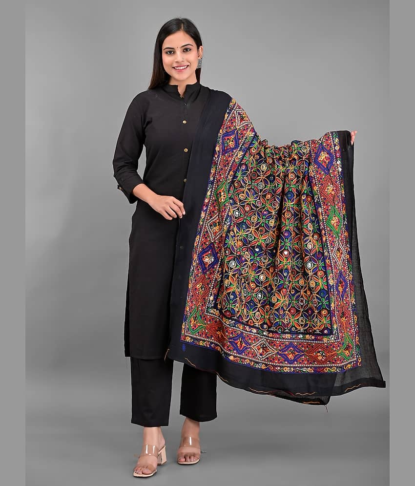 Apratim - Black Cotton Women's Dupatta - ( Pack of 1 ) - Dupattas & Shawls | Buy online on ZillyBuy