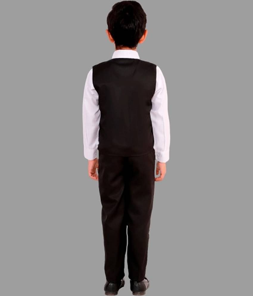 Fourfolds Pack of 1 Boys Cotton Blend Shirt & Pants ( Black )